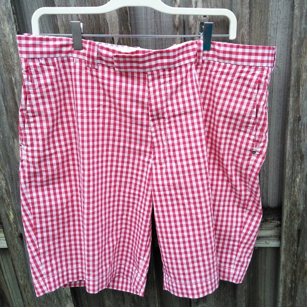 RLX Ralph Lauren red checked shorts flat front 40